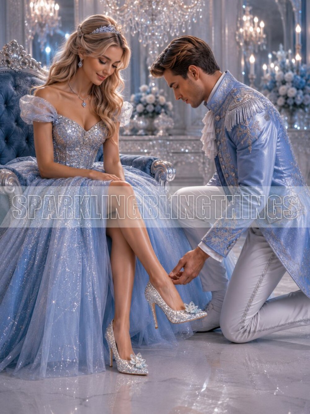 NWT Cinderella Shoes Sparkling Bling Crystal Rhinestones High Heel Pumps +Gift - Picture 4 of 7